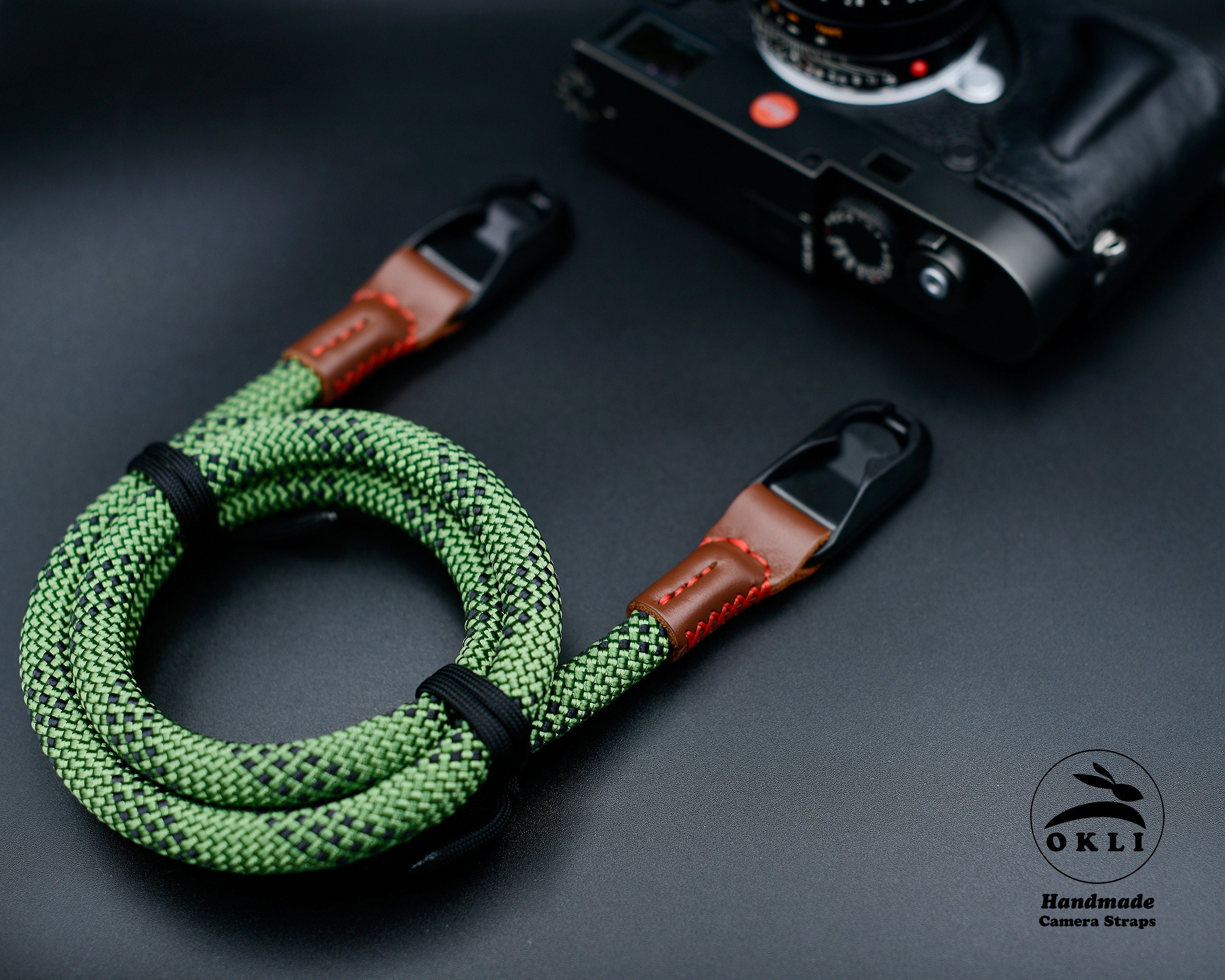 NEW DESIGN Peak Design Green Rope Camera Strap HandMade Premium Leather Quick Release