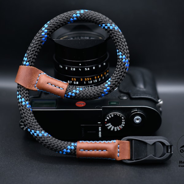 NEW DESIGN Wrist Black & Honey Brown HandMade Sturdy High Quality Rope Camera Strap Peak Design