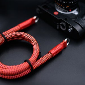 NEW DESIGN All RED Diamond HandMade Custom High Quality Rope Genuine Leather Neck/Shoulder Camera Strap