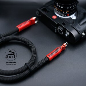 NEW DESIGN Camera Strap Black & Red Peak Design HandMade Custom High Quality Rope Genuine Leather Neck/Shoulder Camera Strap