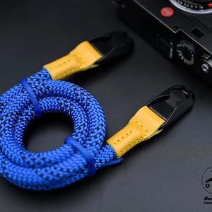 NEW DESIGN Leica Camera Rope Strap - Blue/Yellow Color - Multiple Options
