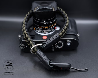 PREMIUM Wrist Mixed ARMY BLACK Peak Design Paracord Braided HandMade Leather Camera Strap Quick Release
