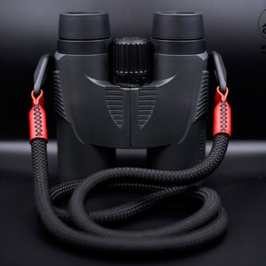 Binocular Strap Black RED Peak Design Rope HandMade Premium Leather Quick Release