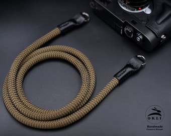 NEW DESIGN Peak Design Khaki Army Brown Rope Camera Strap HandMade Premium Leather Quick Release
