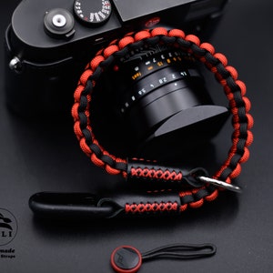 PREMIUM Wrist Black & Red Mixed Peak Design Paracord Braided HandMade Leather Camera Strap Quick Release