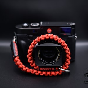 PREMIUM Wrist RED Paracord Braided HandMade Peak Design Leather Camera Strap