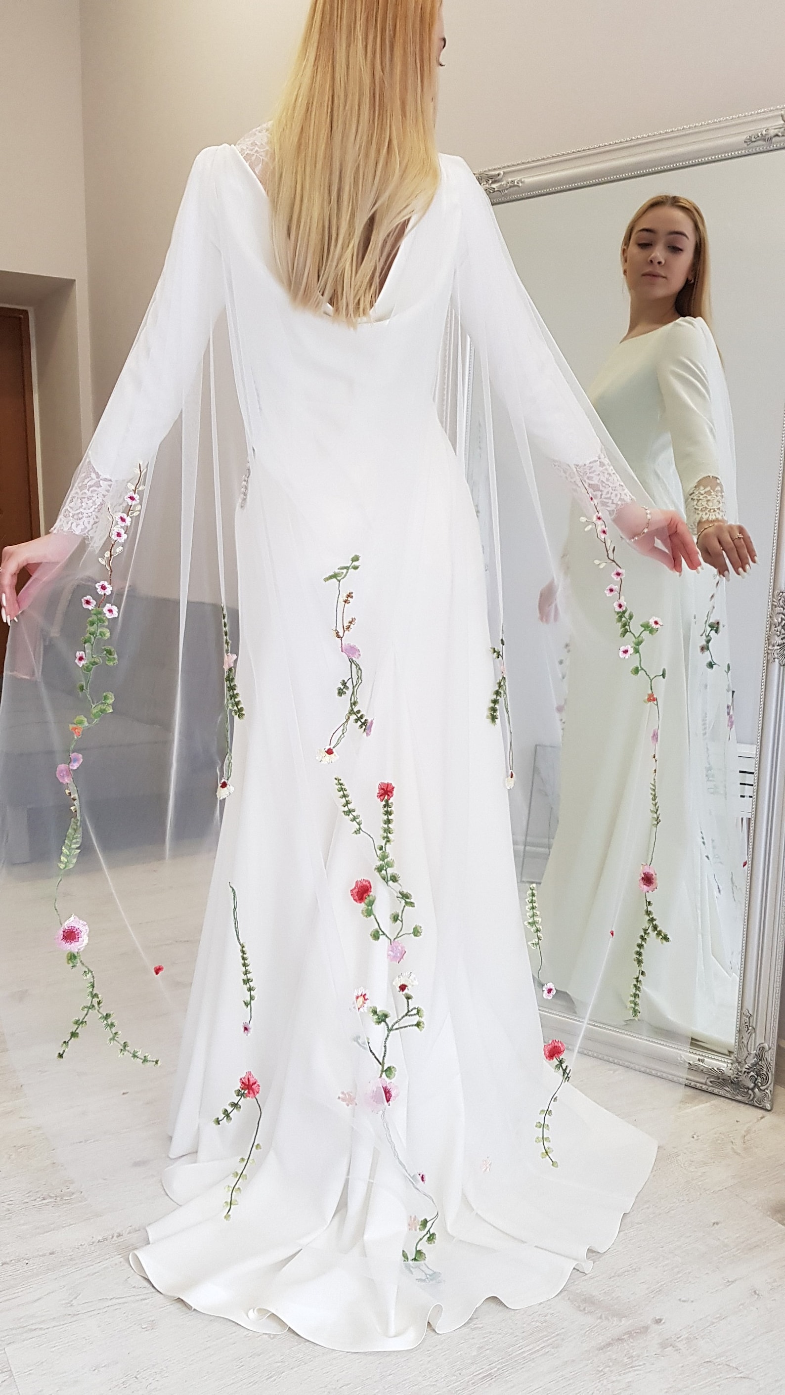 Flower Wedding Cape Floral Cape Secret Garden Wild Flower Etsy