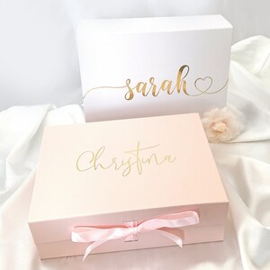 Magnetic Gift Box with Ribbon, Personalized Bridesmaid Gift Boxes Empty, Maid of Honor Gift from Bride, Baby Keepsake Gift Box