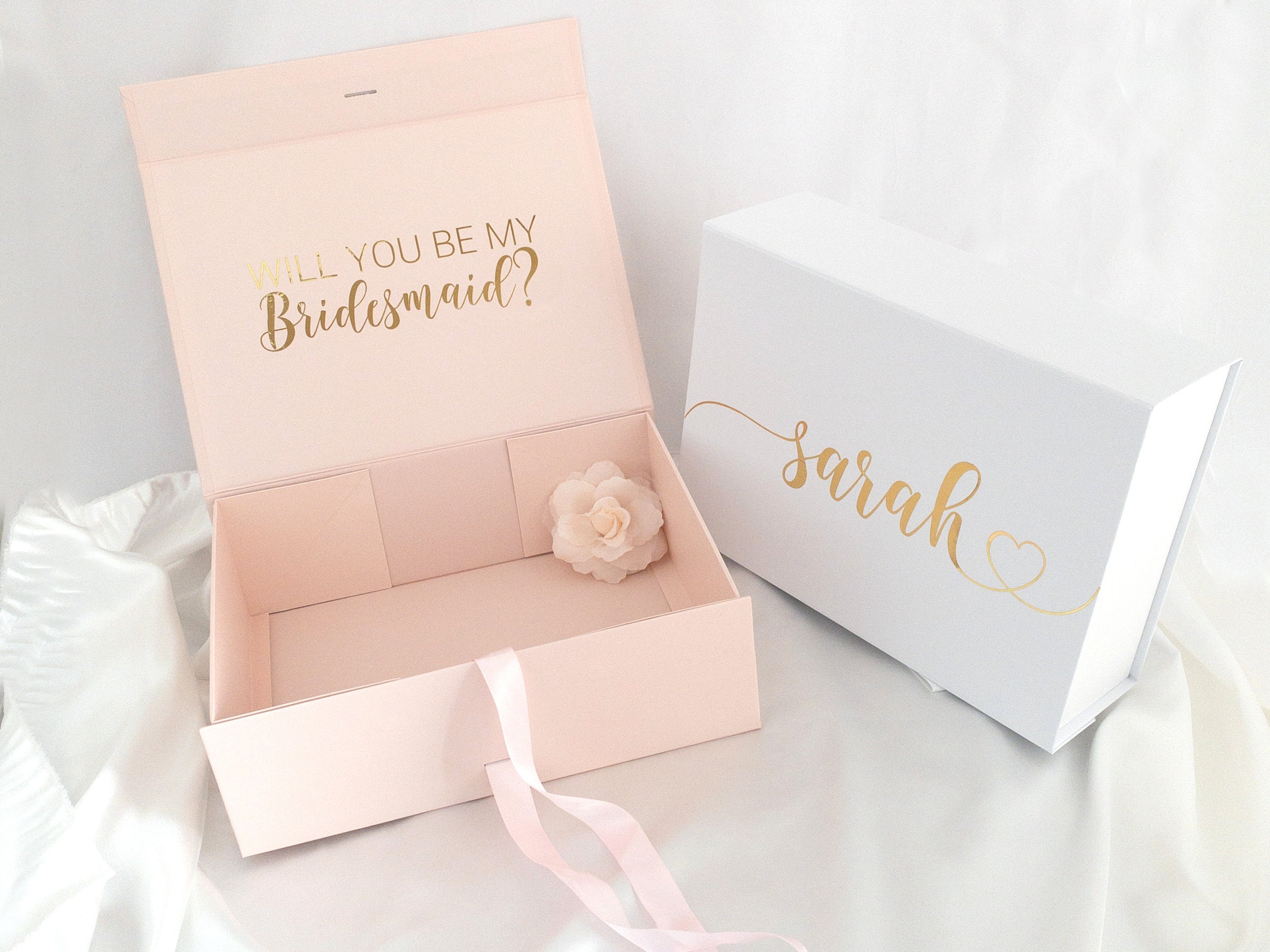 Gift Box With Ribbon Bridesmaid Proposal Empty Box Etsy Canada