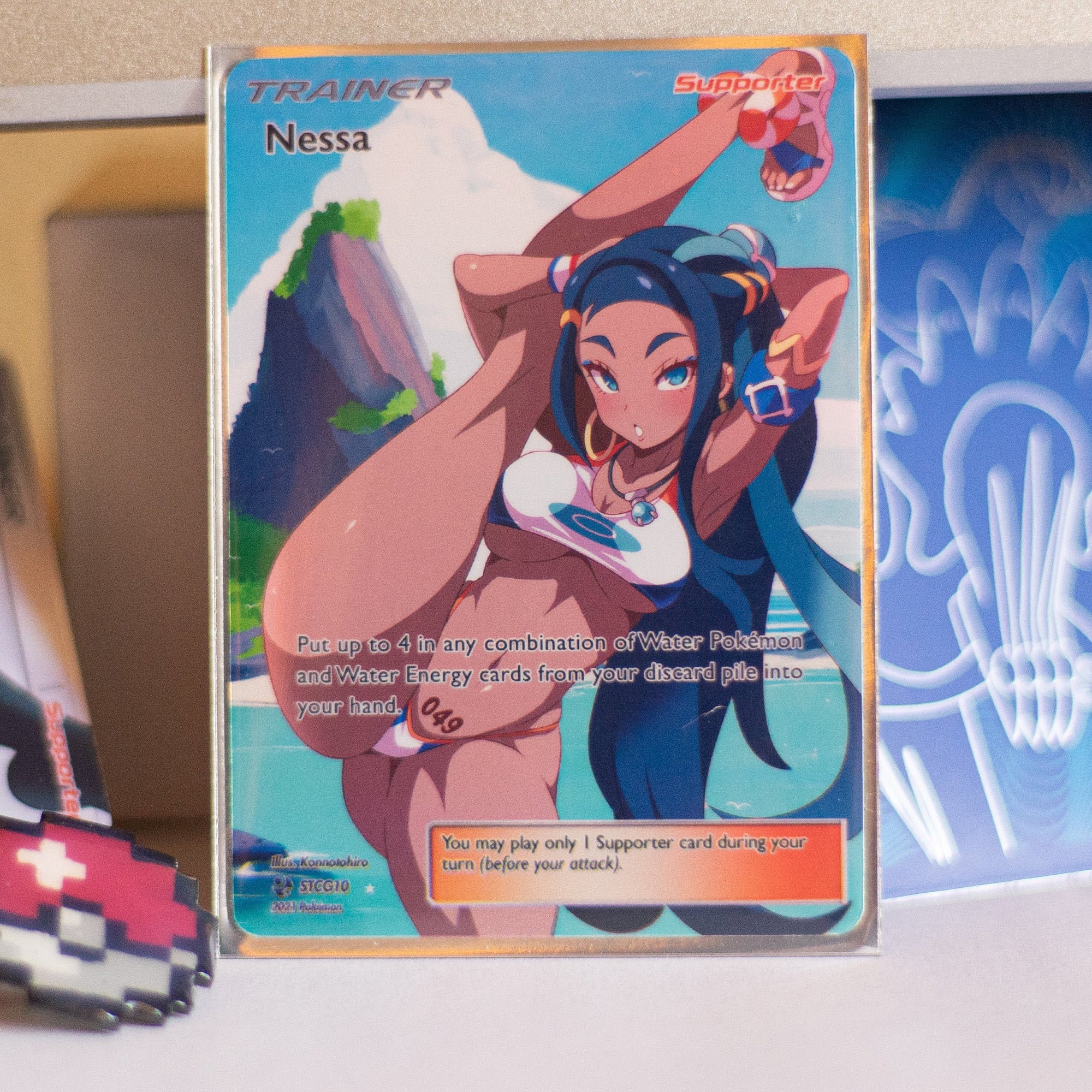 Custom Pokemon Orica FULL ART Nessa Trainer Handmade Holo Etsy
