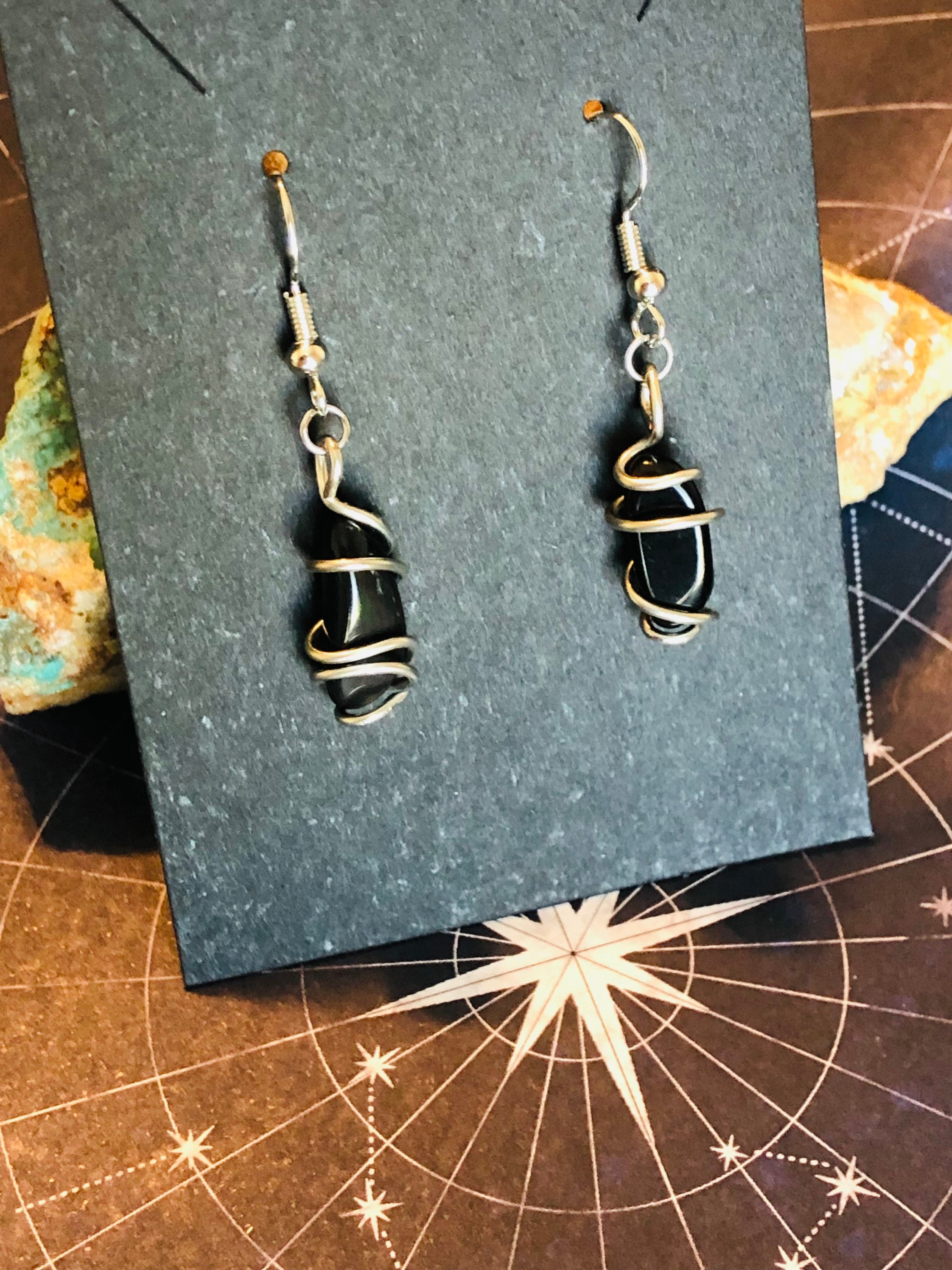 Wire Wrapped Crystal Earrings Etsy