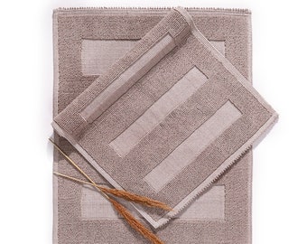 Natural Cotton Mediterranean Bath Mat Anti Slip  Recycled Cotton bath Mat 50x 80cm / 60 x 120cm 80x120cm 120x170cm