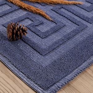 Natural Cotton Mediterranean Bath Mat Anti Slip Recycled Cotton bath Mat washable cotton rug turkish rug kitchen rug cotton area rug image 1