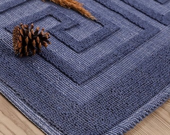 Natural Cotton Mediterranean Bath Mat Anti Slip  Recycled Cotton bath Mat washable cotton rug  turkish rug  kitchen rug cotton area rug