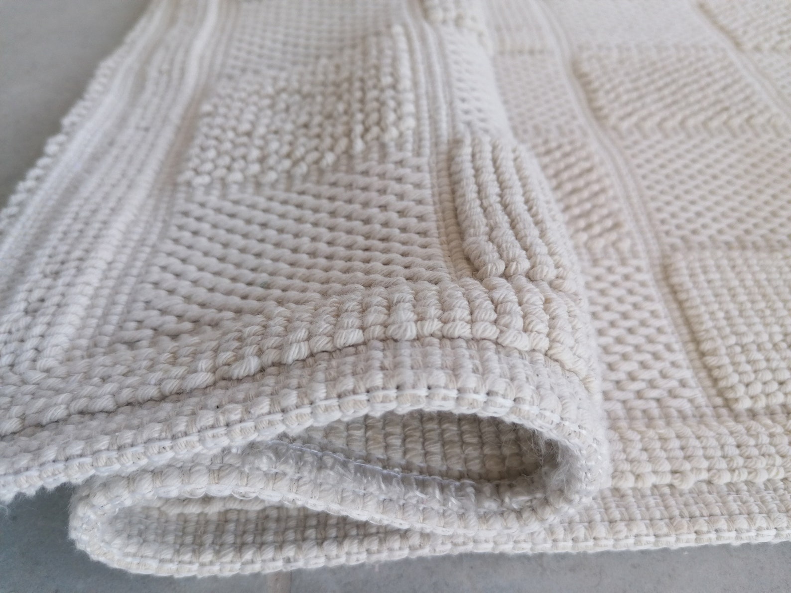 Natural Cotton Mediterranean Bath Mat Anti Slip Recycled Cotton Bath