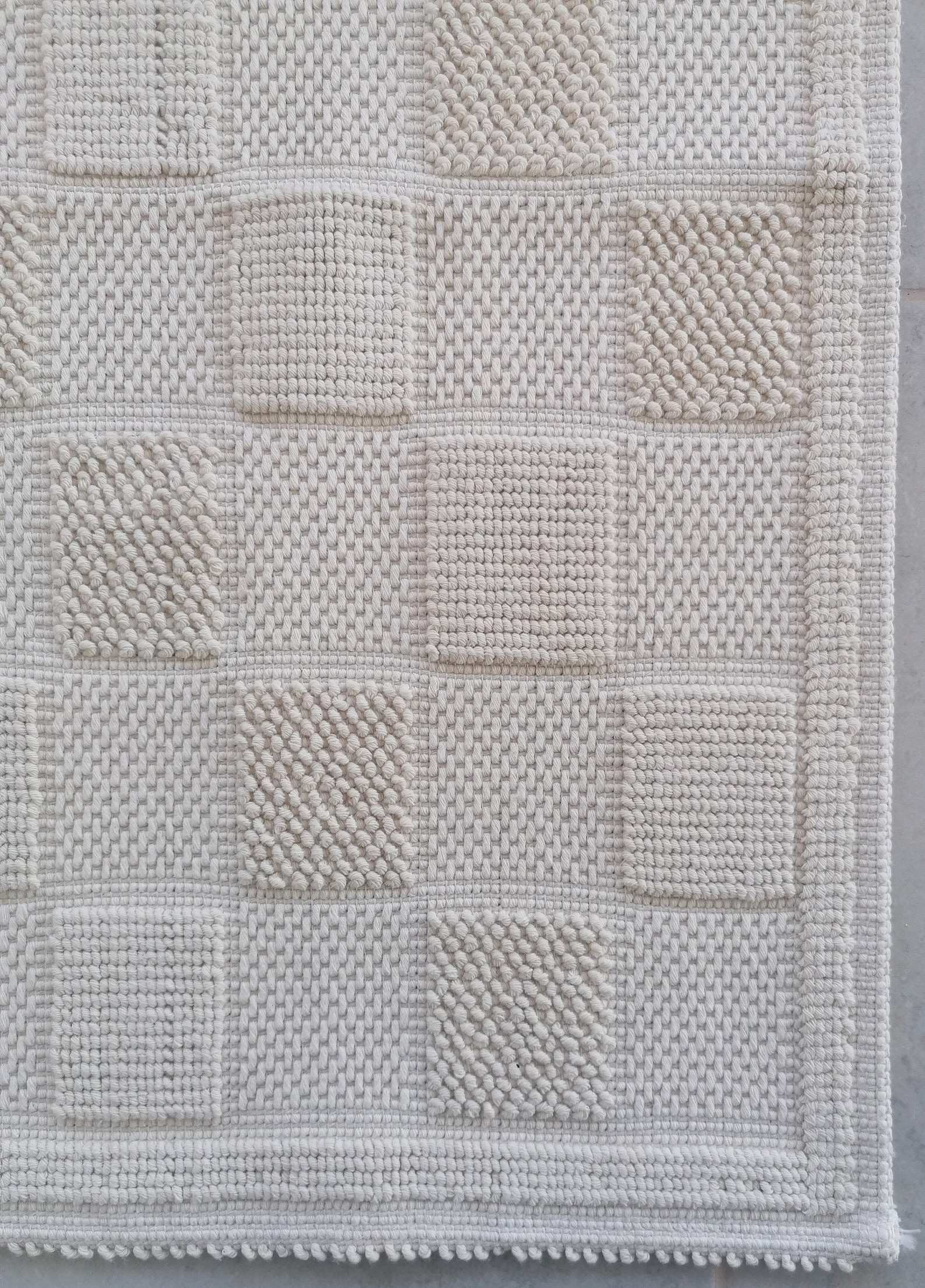 Natural Cotton Mediterranean Bath Mat Anti Slip Recycled Cotton Bath