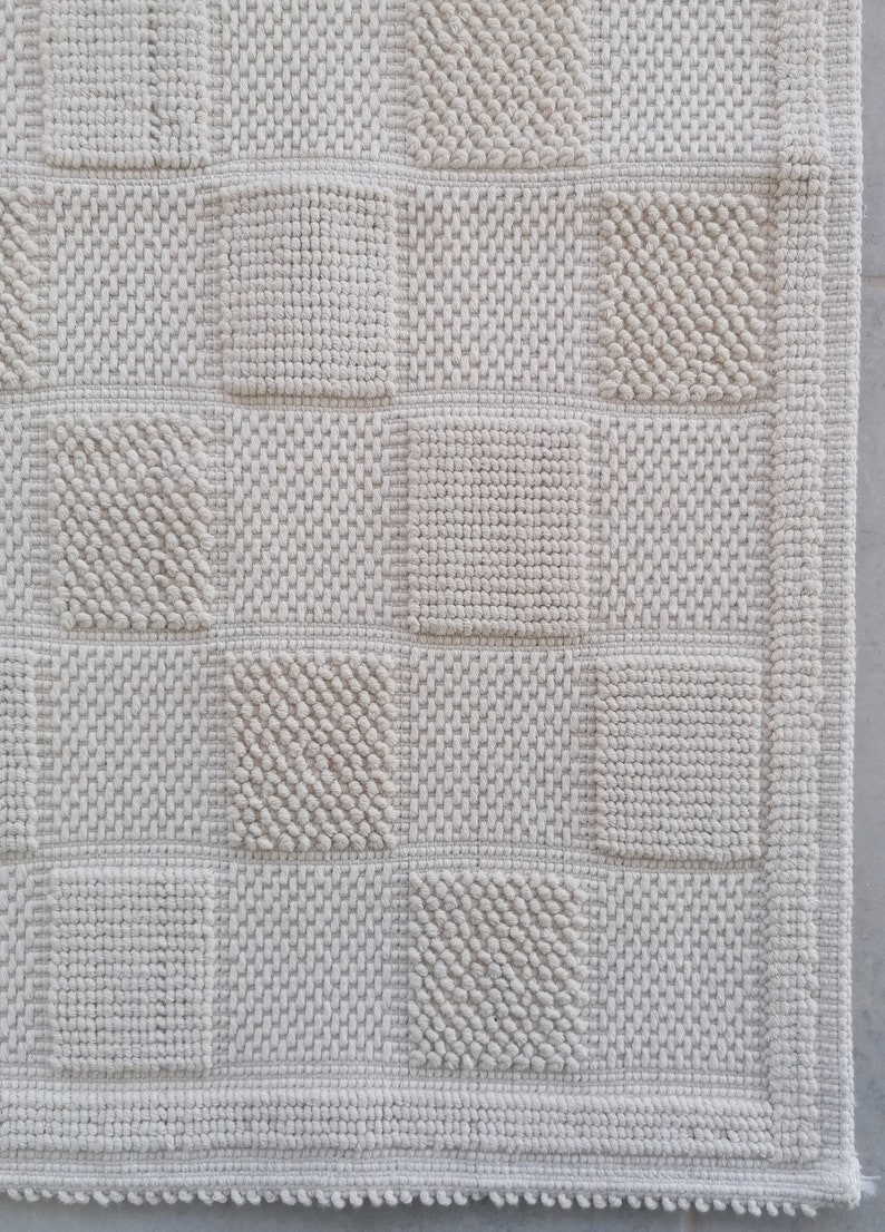 FiHome Woven Cotton Jacquard Bath Mat