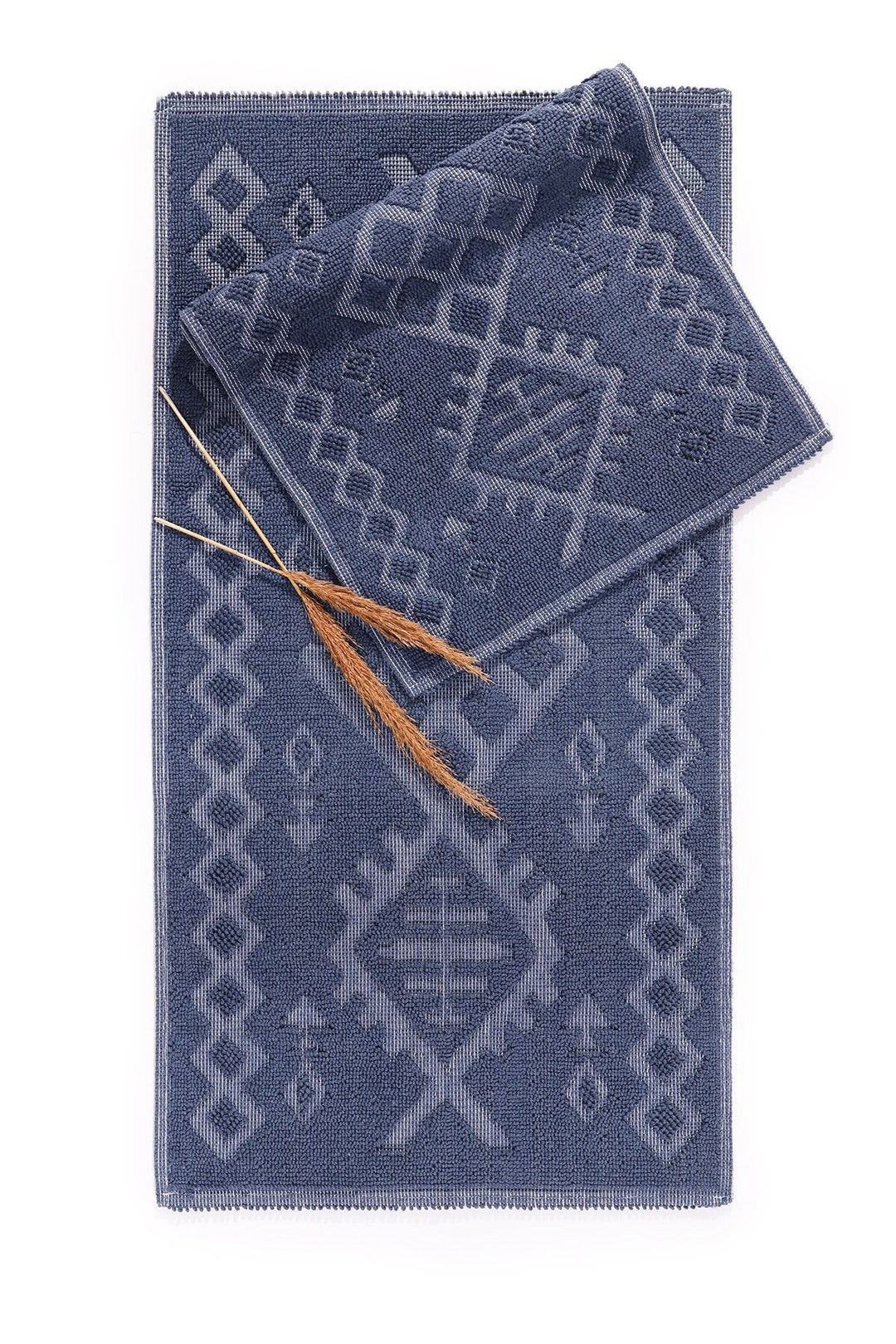 Natural Cotton Mediterranean Bath Mat Anti Slip Recycled Cotton Bath