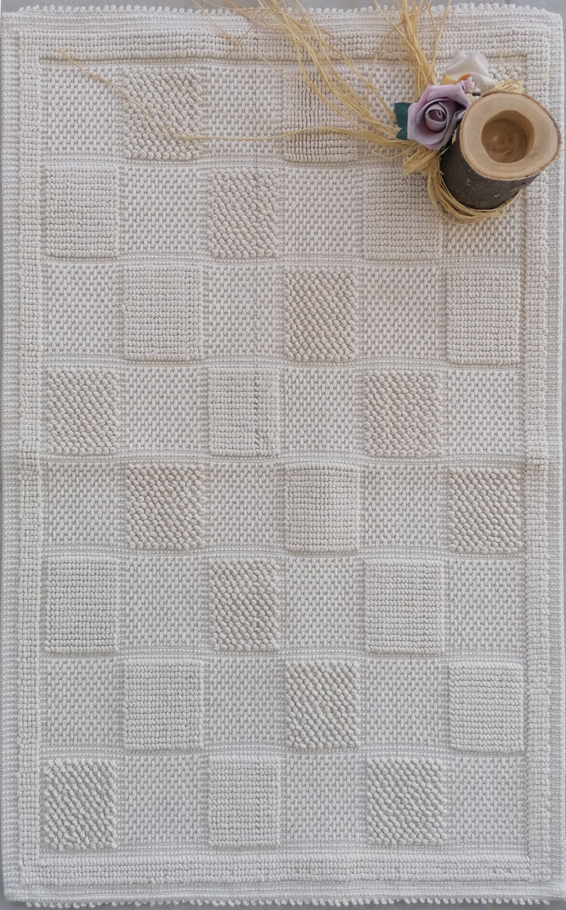 FiHome Woven Cotton Jacquard Bath Mat - Thumbnail 3