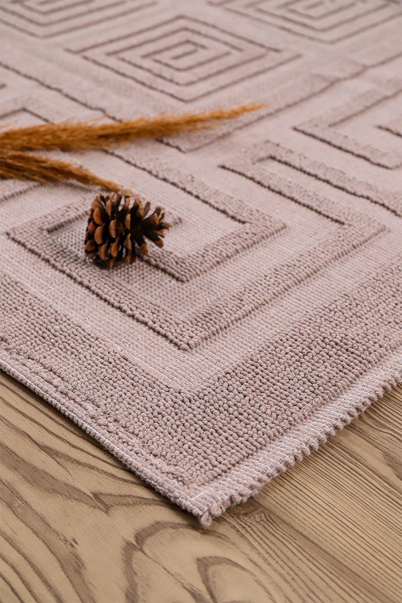 Natural Cotton Mediterranean Bath Mat Anti Slip Recycled Cotton bath Mat washable cotton rug turkish rug kitchen rug cotton area rug Beige