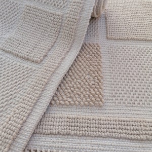 Natural Cotton Mediterranean Bath Mat Anti Slip  Recycled Cotton bath Mat 50x 80cm / 60 x 100cm 80x150cm