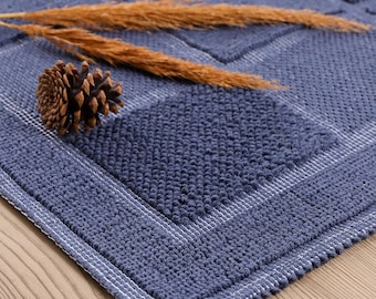 Natural Cotton Mediterranean Bath Mat Anti Slip  Recycled Cotton bath Mat 40 x 60 cm 50x 80cm / 60 x 100cm 80x120cm