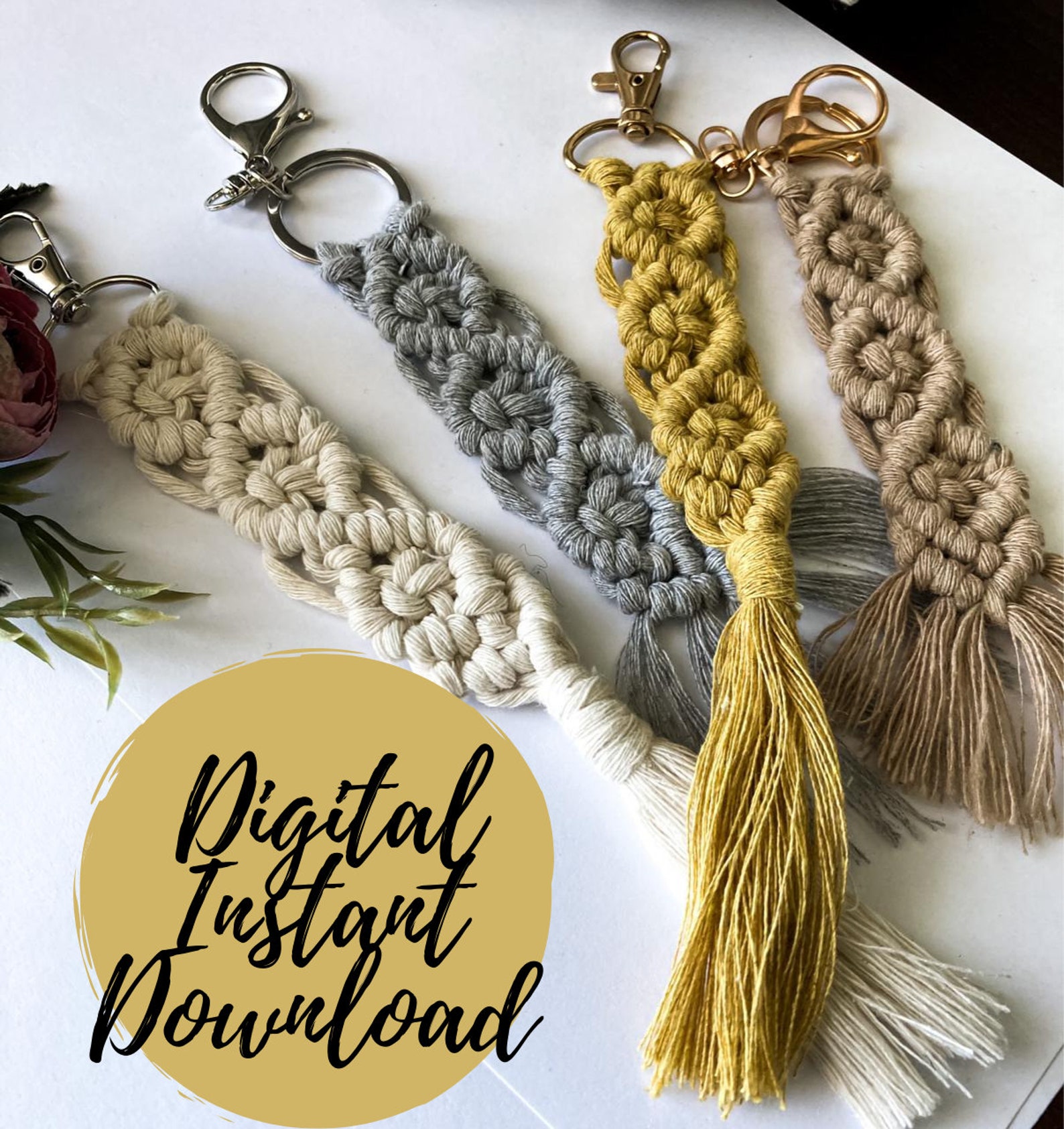 Diy macrame key chain pattern written pdf with photos by etsy
