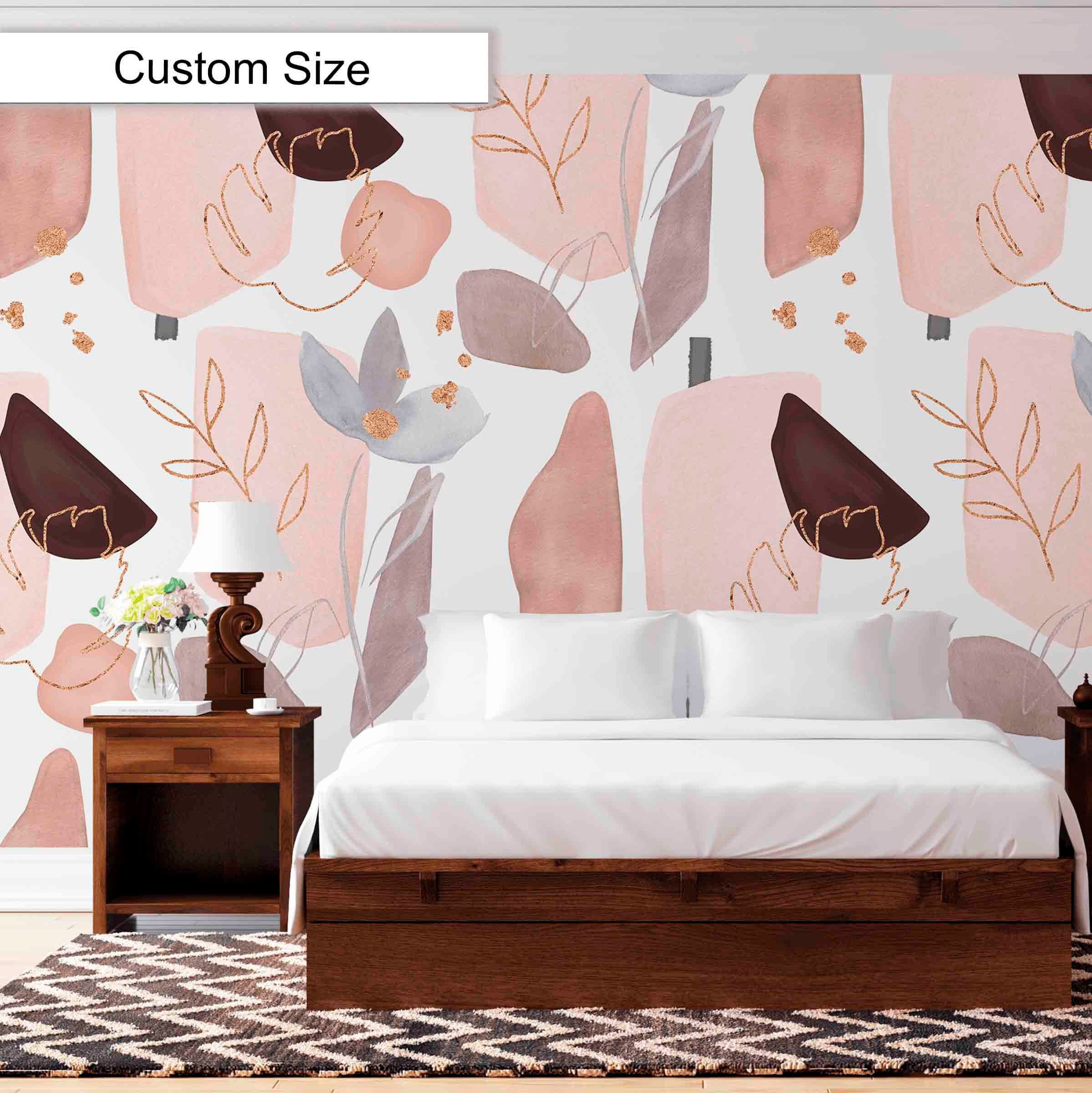 Calm Gold & Pink Wallpaper Teenage Girl Room Wallpaper Etsy