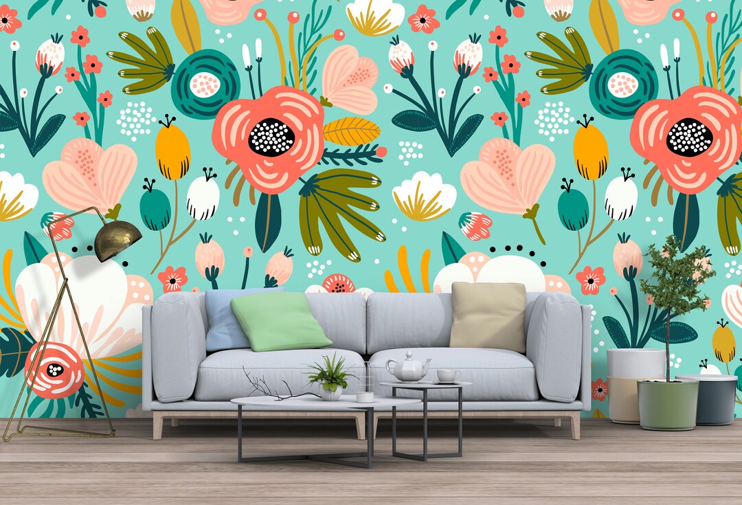 Bright Big Flower Wall Art Poppy in the Meadow Floral Wall Etsy