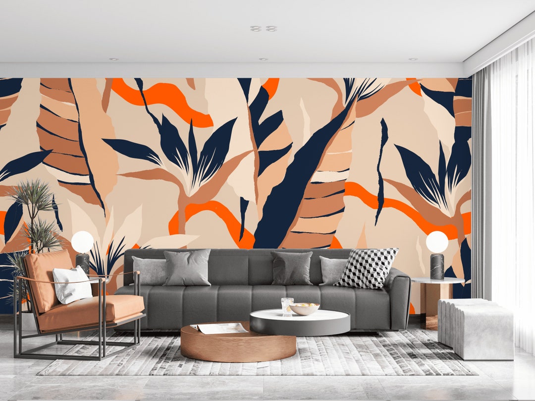 Colorful Wall Mural With Palm Tree Boho Chic Palm Wallpaper - Etsy