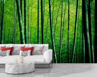 Bamboo Trees Forest Plant Green 3D Wall Mural Bedroom Removable Wallpaper Murals