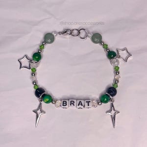 Brat Bracelet, Charli xcx Inspired Bracelet, Handmade Beaded Bracelet, Y2K aesthetic, Von Dutch, Hot Girl Aesthetic, Punk Aesthetic, Green