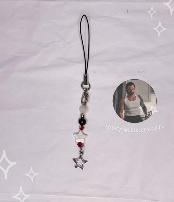 Bucky Barnes Phone Charm, The Winter Soldier Phone Charm, Handmade Beaded Keychain, Marvel Inspired, Sebastian Stan Keychain, Y2K Aesthetic