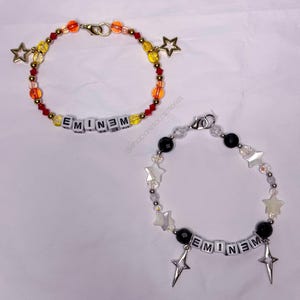 Matching Eminem Inspired Bracelets, Handmade Beaded Bracelets, Gold Bracelet, Silver Bracelet, Star Bracelets, Hip Hop Aesthetic, Y2K