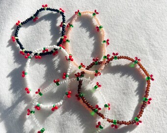 Bracelet perles cerises, bracelet cerises harry styles