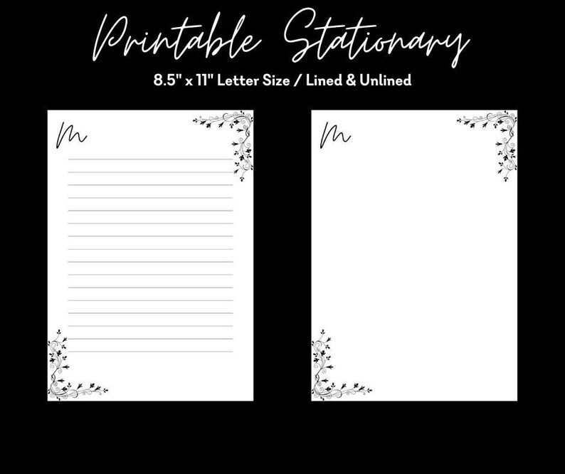 Printable Monogram Stationary Etsy