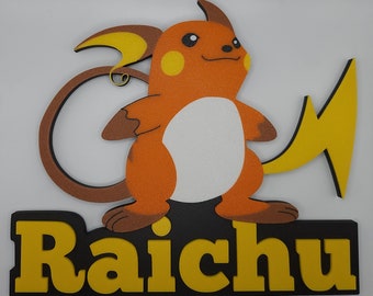 Jeder Name Raichu 3d gedruckter Name Schreibtischschild Kinder Schild Geschenk - Ständer inklusive