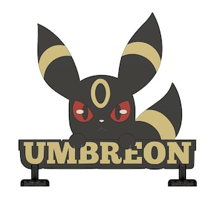 Custom Umbreon Name 3d printed Name Desk Sign Kids Sign Gift Stand Included