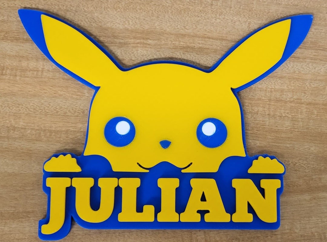 Custom Pokemon Pikachu Name Plate Sign Desk Sign Kids, Adult Custom