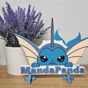 Custom Vaporeon Name 3d printed Name Desk Sign Kids Sign Gift Stand Included