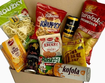 CzechBox Party - perfect Czech mystery food box for every party, european snacks, sticks, chips, nuts and drinks including energy one!