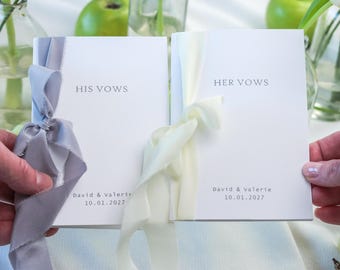 Libros de votos matrimoniales personalizados para él y para ella, juego de libretas de boda con cinta de seda.