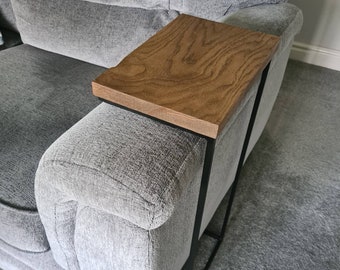 Sofa Side Coffee Table with Drink Holder: Enjoy Your Drink in Style. Handmade Wooden Bespoke