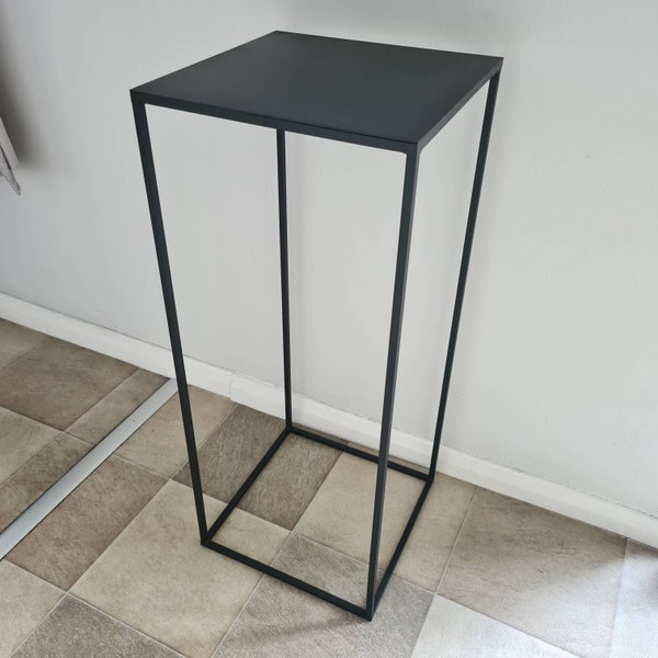 Steel Side Table Plant Stand | Industrial Style Living Room Hallway Furniture | Bespoke Black Display Stand | For Interior Design Home