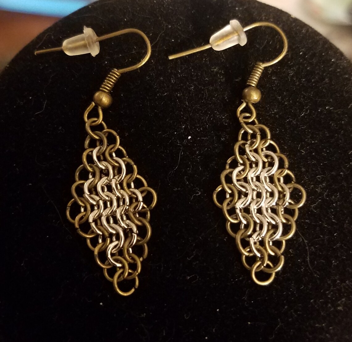 2 Toned Chainmail Earrings Etsy