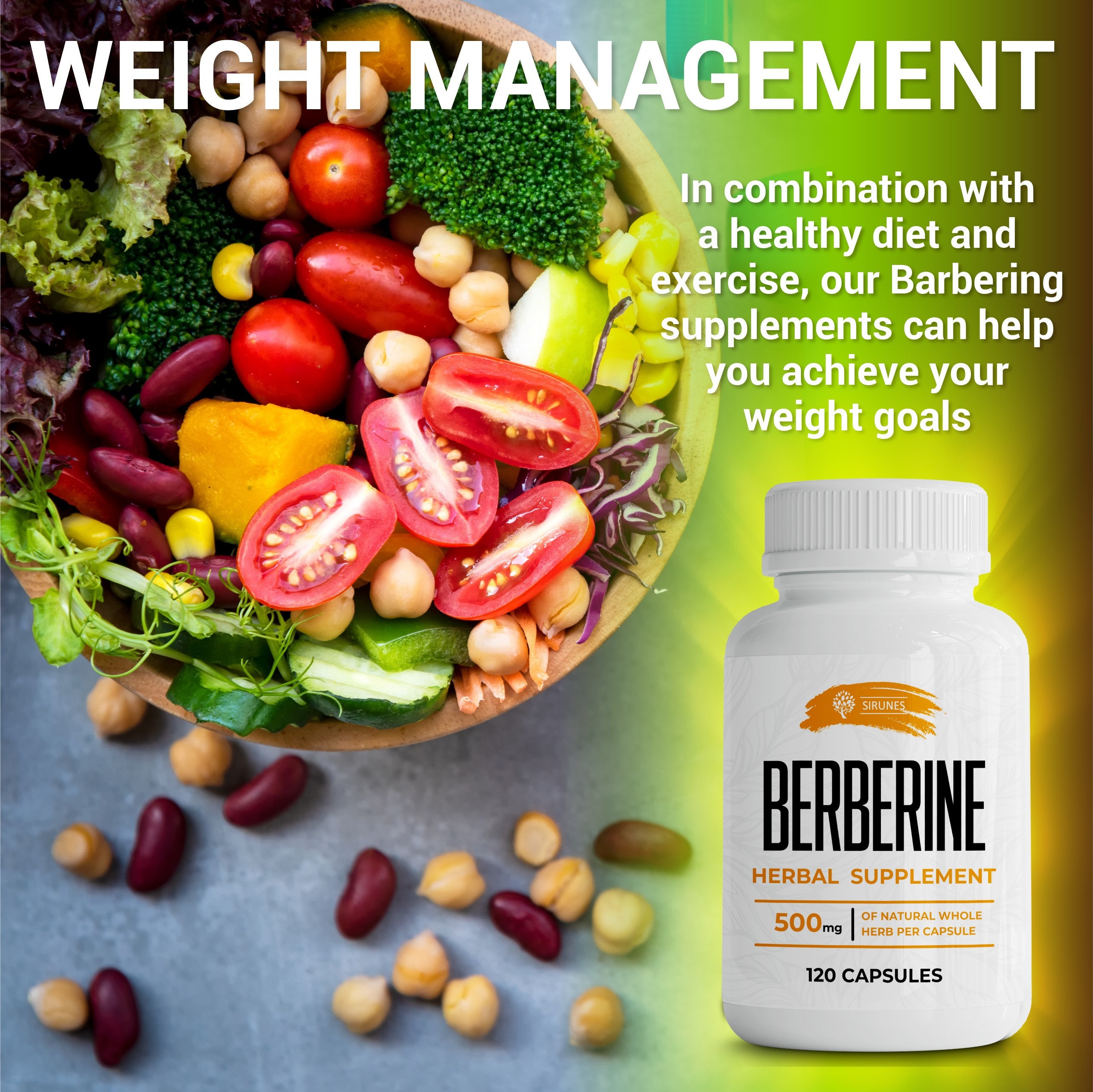 Berberine Herbal Supplement Natural Herb Extract May Help Maintain