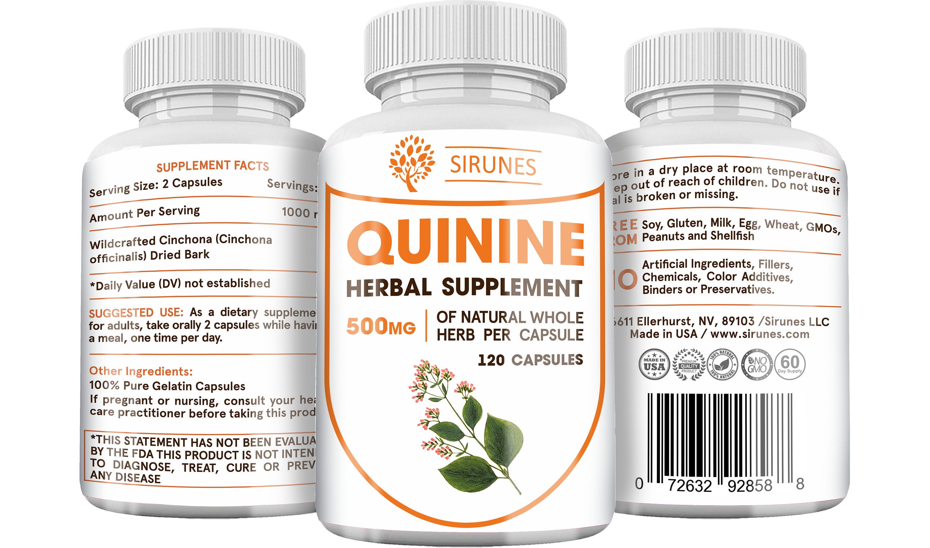 Quinine Capsules 120 Caps Cinchona Officinalis Bark Herbal Etsy