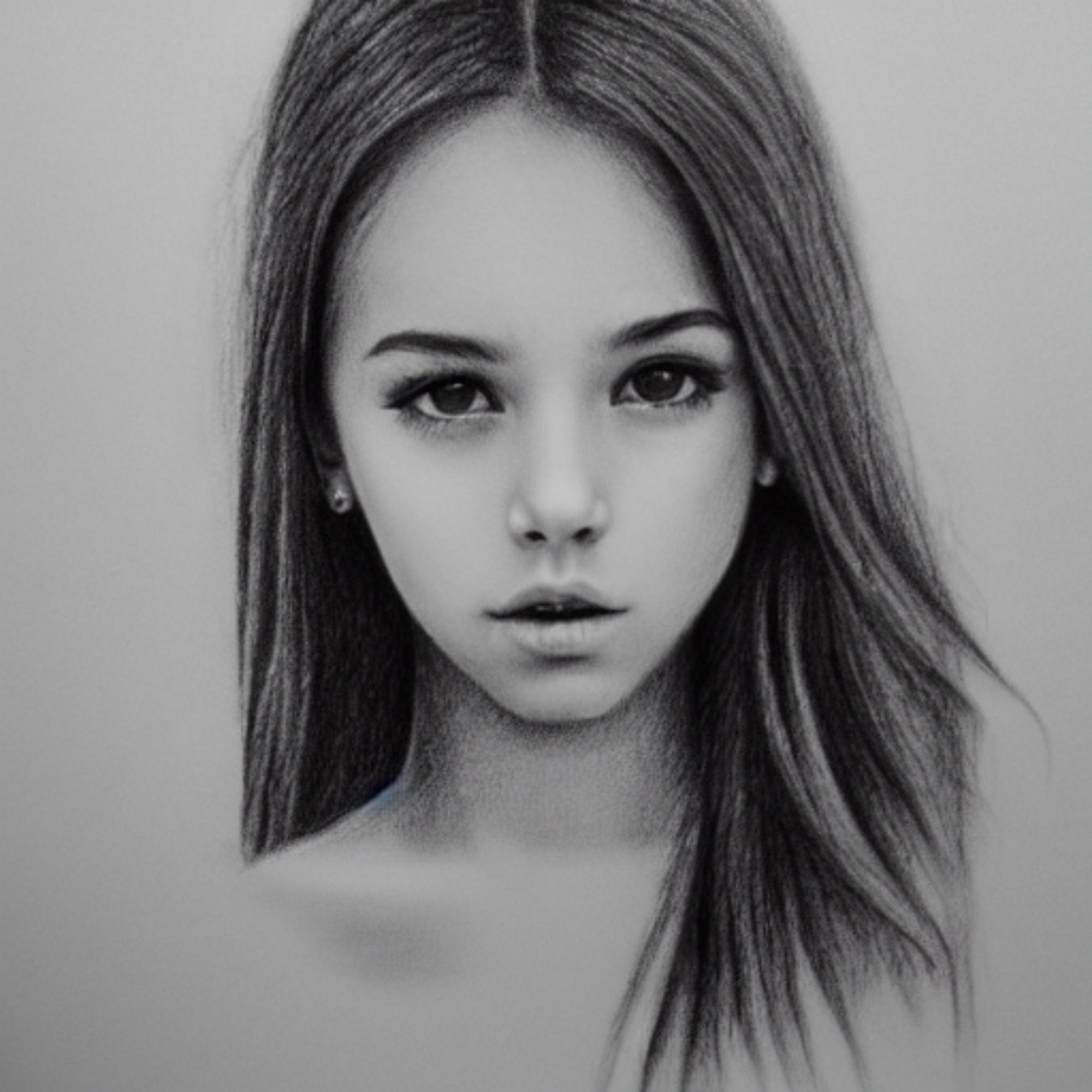 AI Digital Art Pencil Drawing of Adorable Girls perfect to Decorate