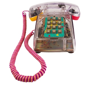 Clear Multi-Colored 1980's ITT "Fun Phone" Desktop Telephone (RARE)