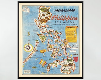 Old Map of Philippine Islands,Vintage Pictorial Map,Vintage Map Poster,Vintage Art,Poster Print,Canvas Print,Wall Decor,Home Decor